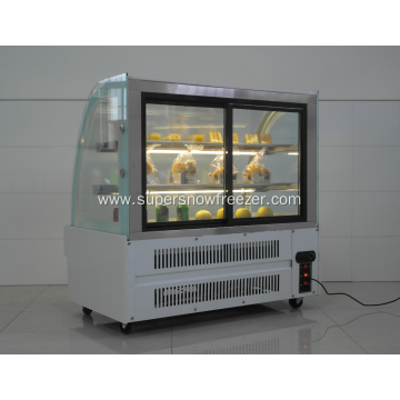 Front glass door sliding cake bread chiller fridge